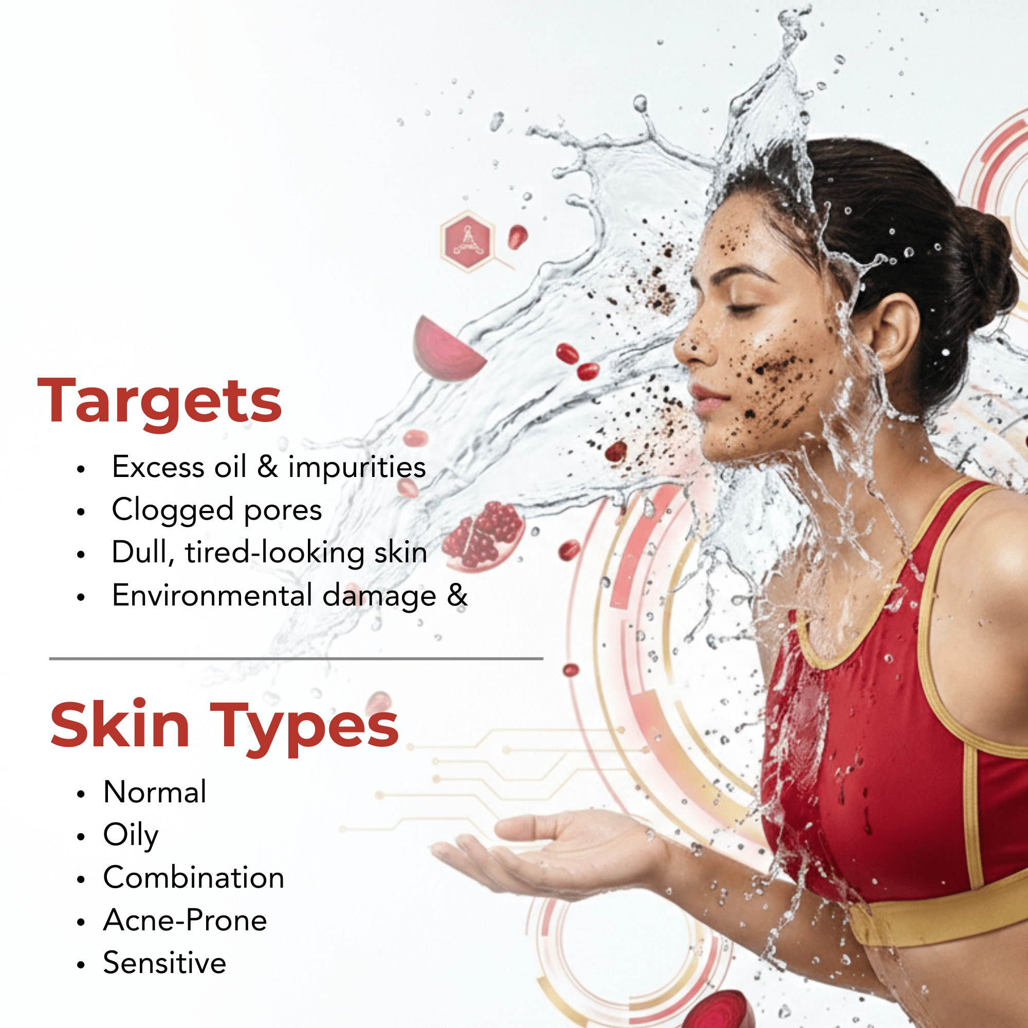 Beetroot &amp; Pomegranate Foaming Face Wash – Sensitive Skin Formula - The Skin Story - 