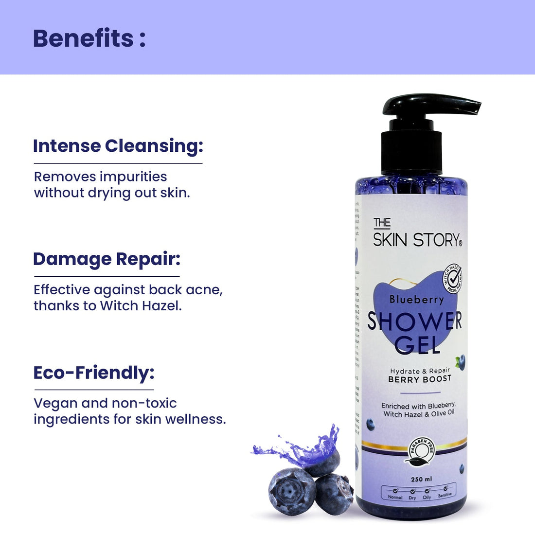 Blueberry Shower Gel - The Skin Story - Body Care