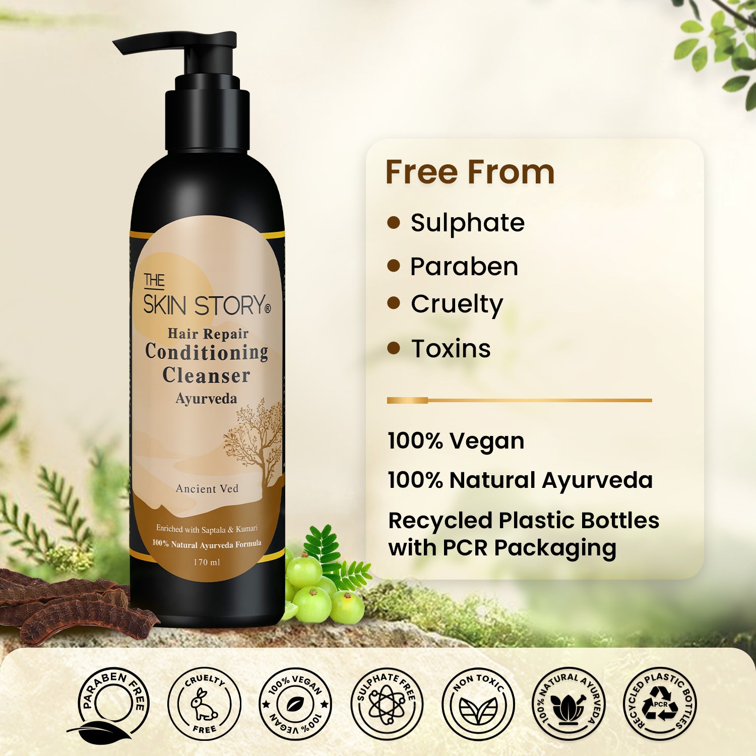 The Skin Story Ayurvedic Hair Conditioner | For Soft and Silky Hair | 100% Natural Ayurveda | 180 ml