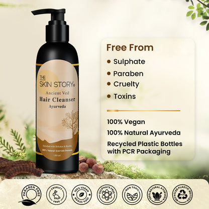 The Skin Story Ayurvedic Hair Shampoo | Amla, Brahmi &amp; Bhringraj | 100% All Natural, 180 ml