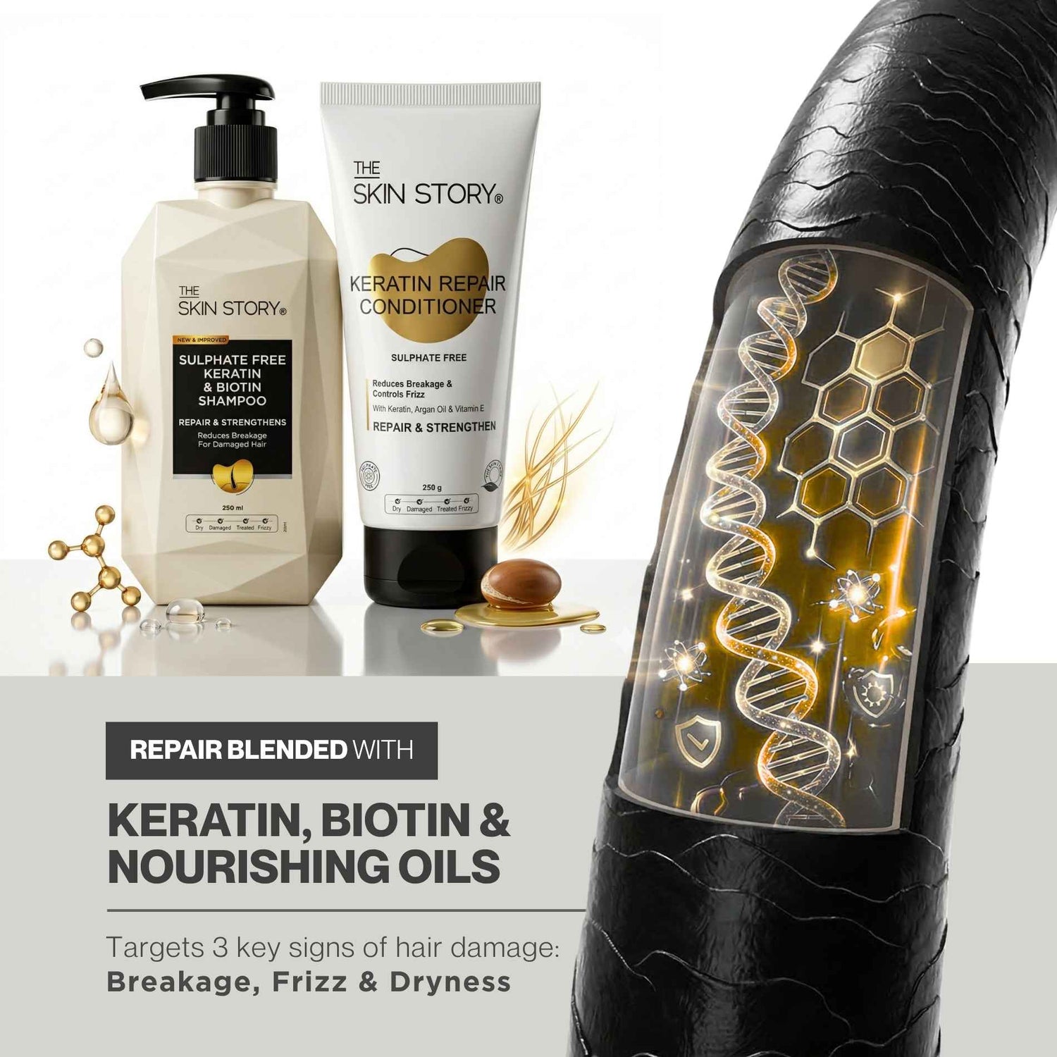 Damaged Hair 2 steps - Sulphate Free Shampoo+Conditioner - The Skin Story - 