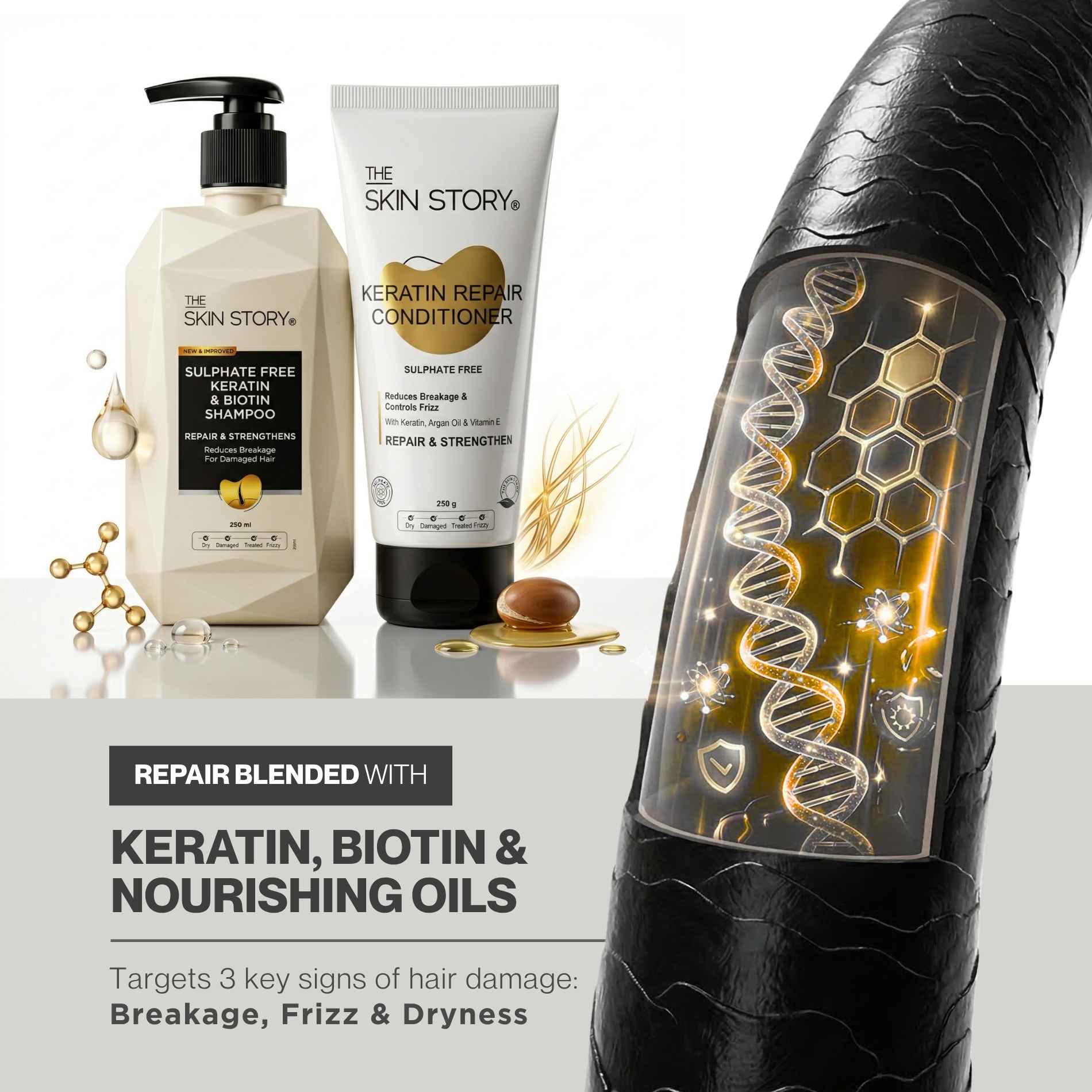 Damaged Hair 2 steps - Sulphate Free Shampoo+Conditioner - The Skin Story - 