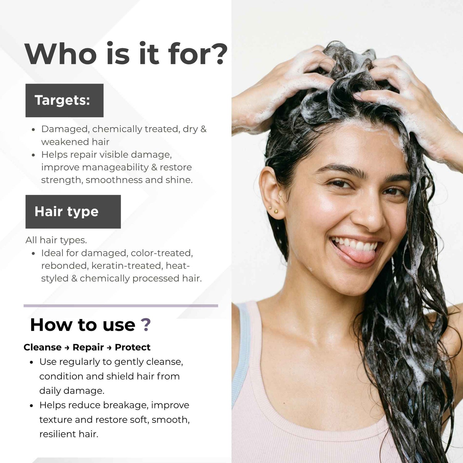 Damaged Hair 3 steps - Sulphate Free Shampoo+Conditioner+Heat Protectant Serum - The Skin Story - 