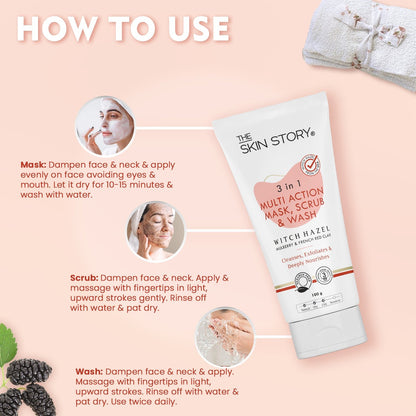 Deep Detox 3 - in - 1 Clay Wash, Scrub &amp; Pack - The Skin Story - 