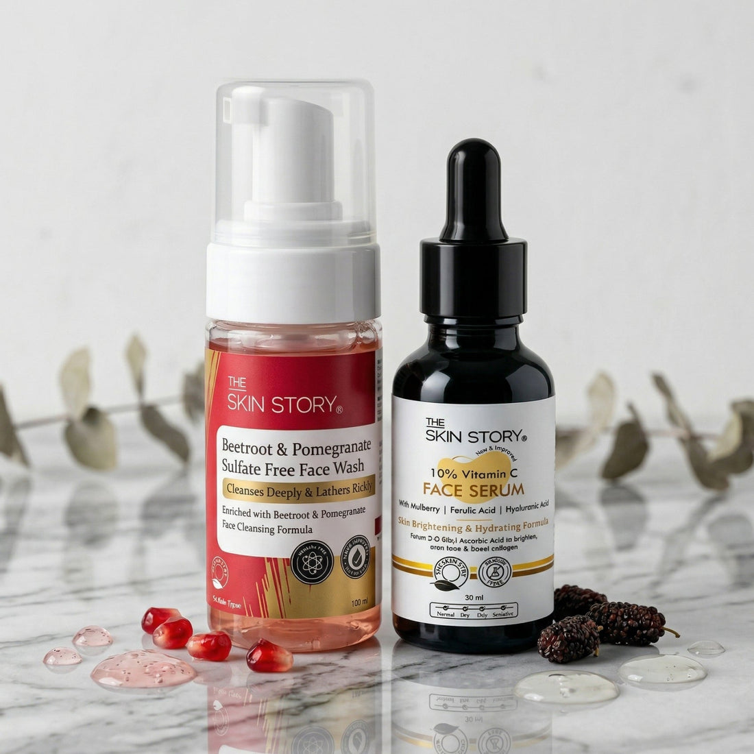 Dull &amp; Uneven Skin Tone - 2 Step with Facewash+10% Vitamin C Face Serum - The Skin Story - 