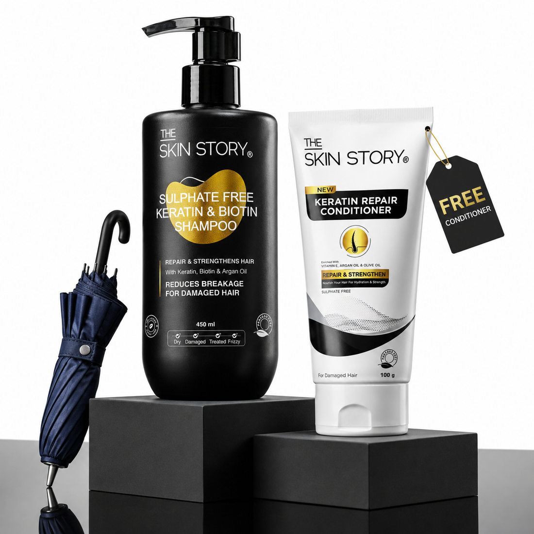 Monsoon Frizz Control Kit - Sulphate Free Keratin Shampoo (450ml) + FREE Keratin Repair Conditioner (100g)