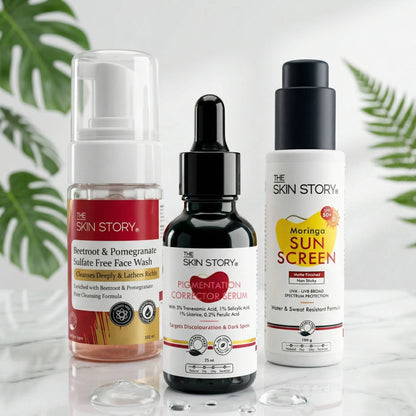 Early Onset Pigmentation 3 steps - Facewash+Corrector Serum+Sunscreen SPF50 - The Skin Story - 