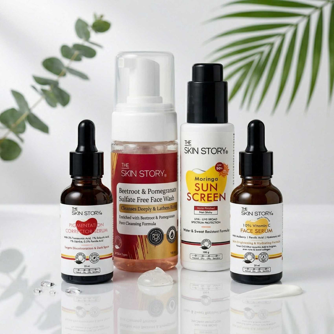 Early Onset Pigmentation 4 steps - Facewash+Corrector Serum+10% Vitamin Serum+Sunscreen SPF50 - The Skin Story - 