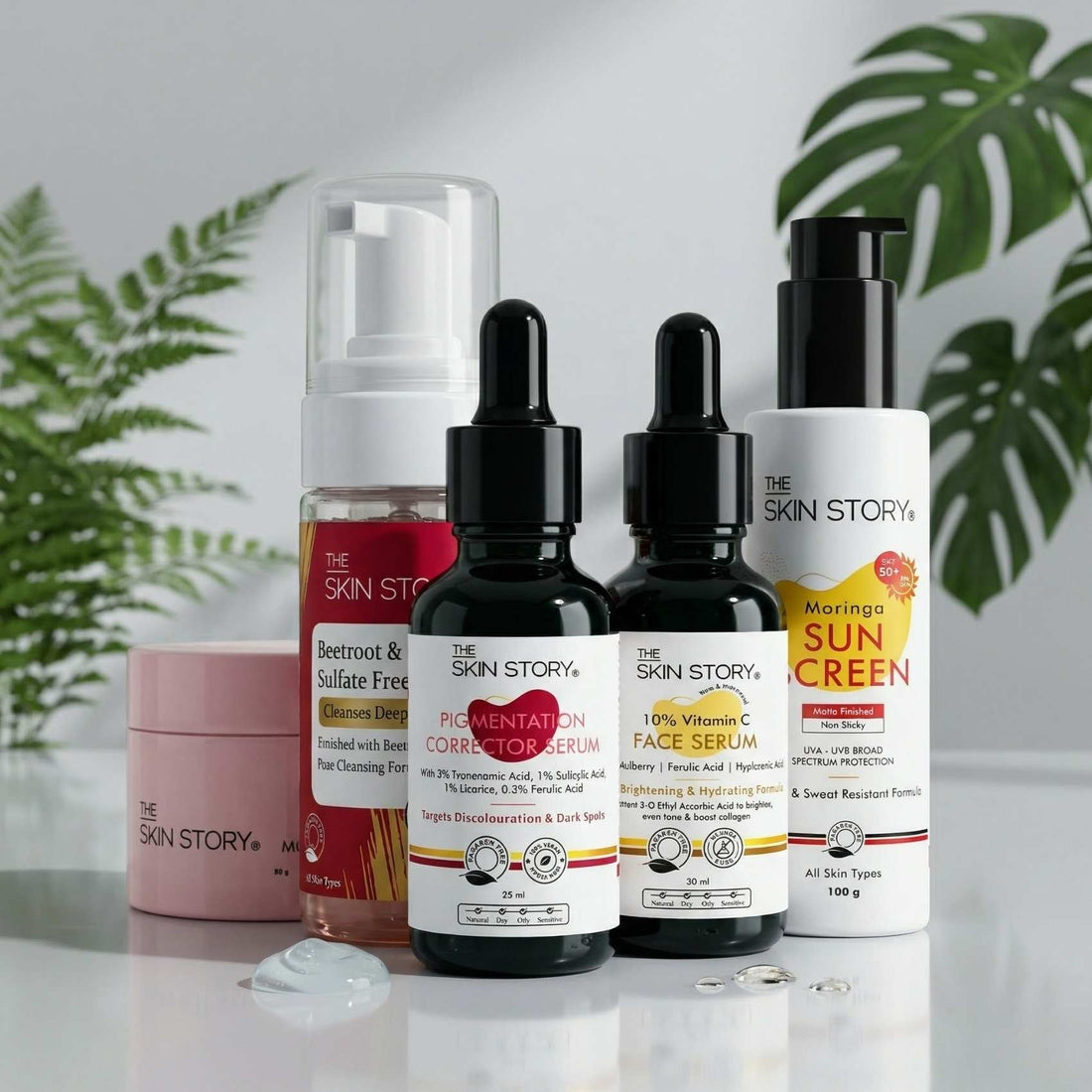 Early Onset Pigmentation 5 steps - Facewash+Corrector Serum+10% Vitamin Serum+Moisturising Cream+Sunscreen SPF50 - The Skin Story - 