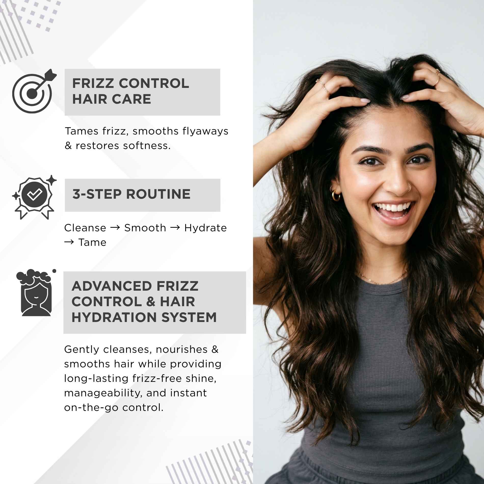 Frizz 4 steps - Sulphate Free Shampoo+Conditioner+Seum+Hair Fix Stick - The Skin Story - 