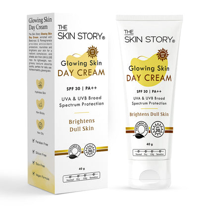 Glowing Skin Day Cream SPF 30 + Moisturiser - The Skin Story - Face Care