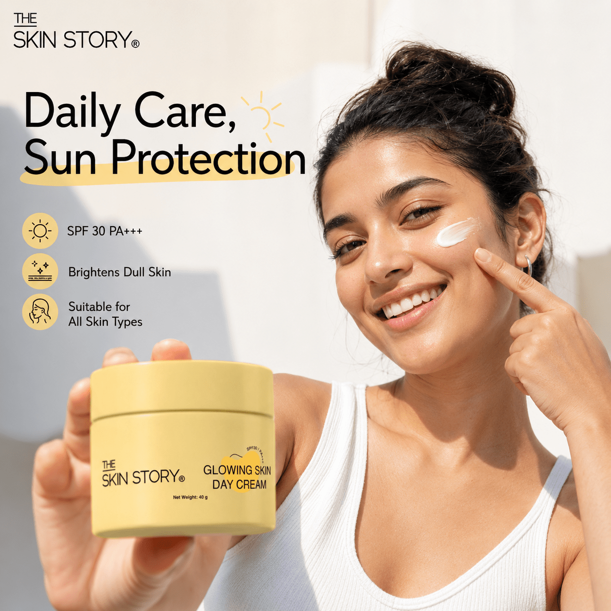 Glowing Skin Day Cream SPF 30 + Moisturiser - The Skin Story - Face Care