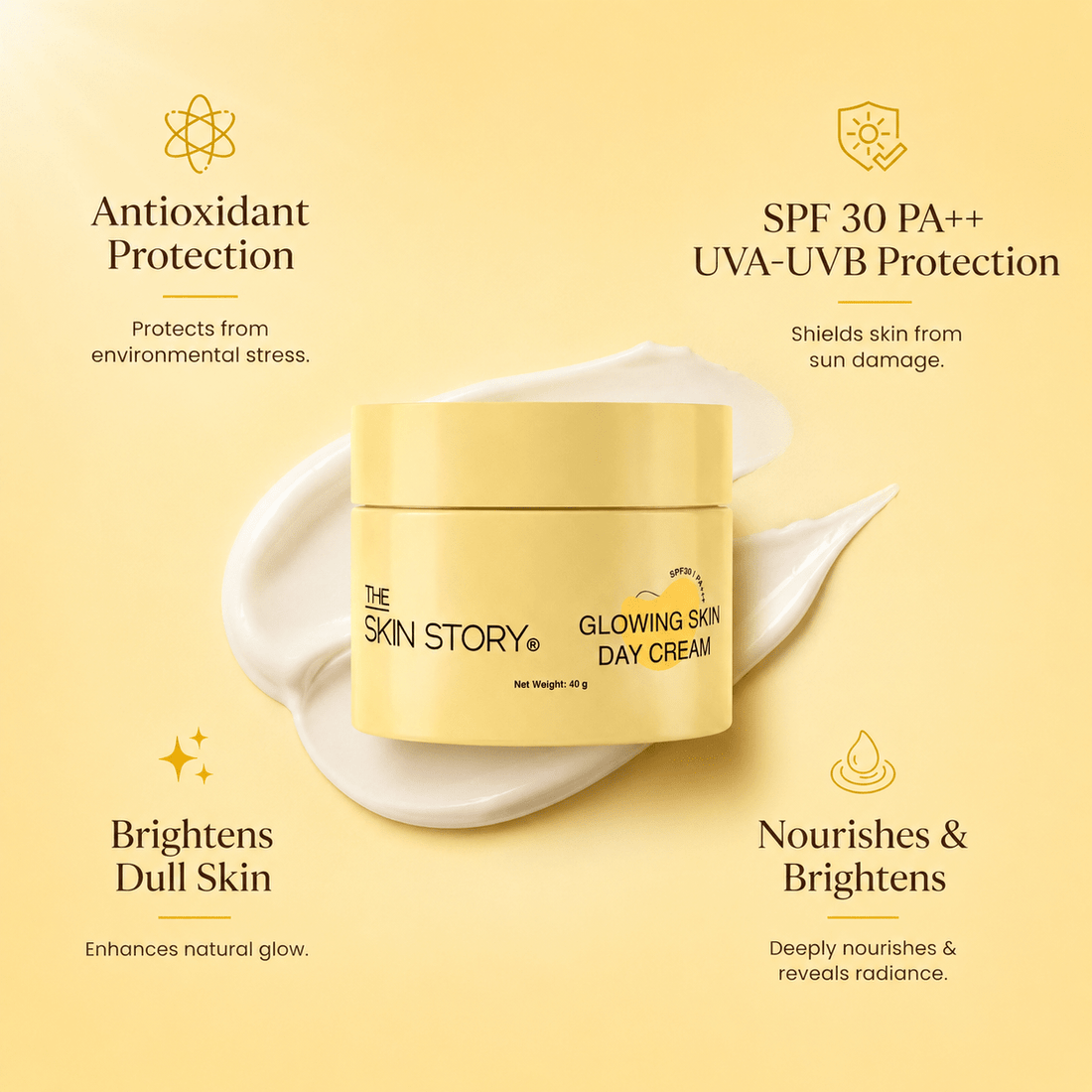 Glowing Skin Day Cream SPF 30 + Moisturiser - The Skin Story - Face Care