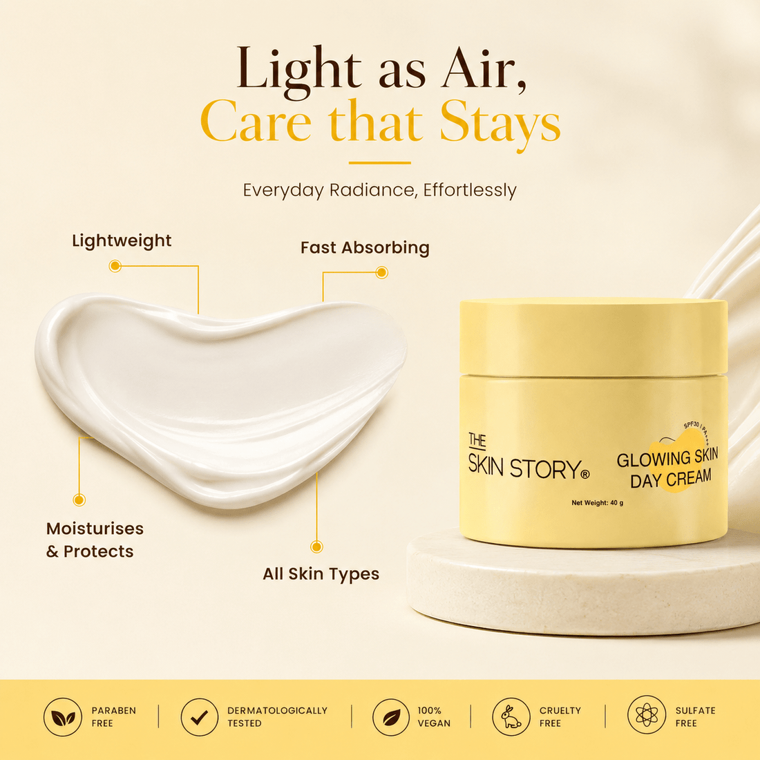 Glowing Skin Day Cream SPF 30 + Moisturiser - The Skin Story - Face Care