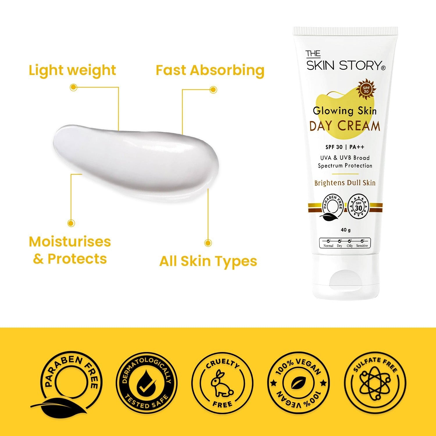 Glowing Skin Day Cream SPF 30 + Moisturiser - The Skin Story - Face Care