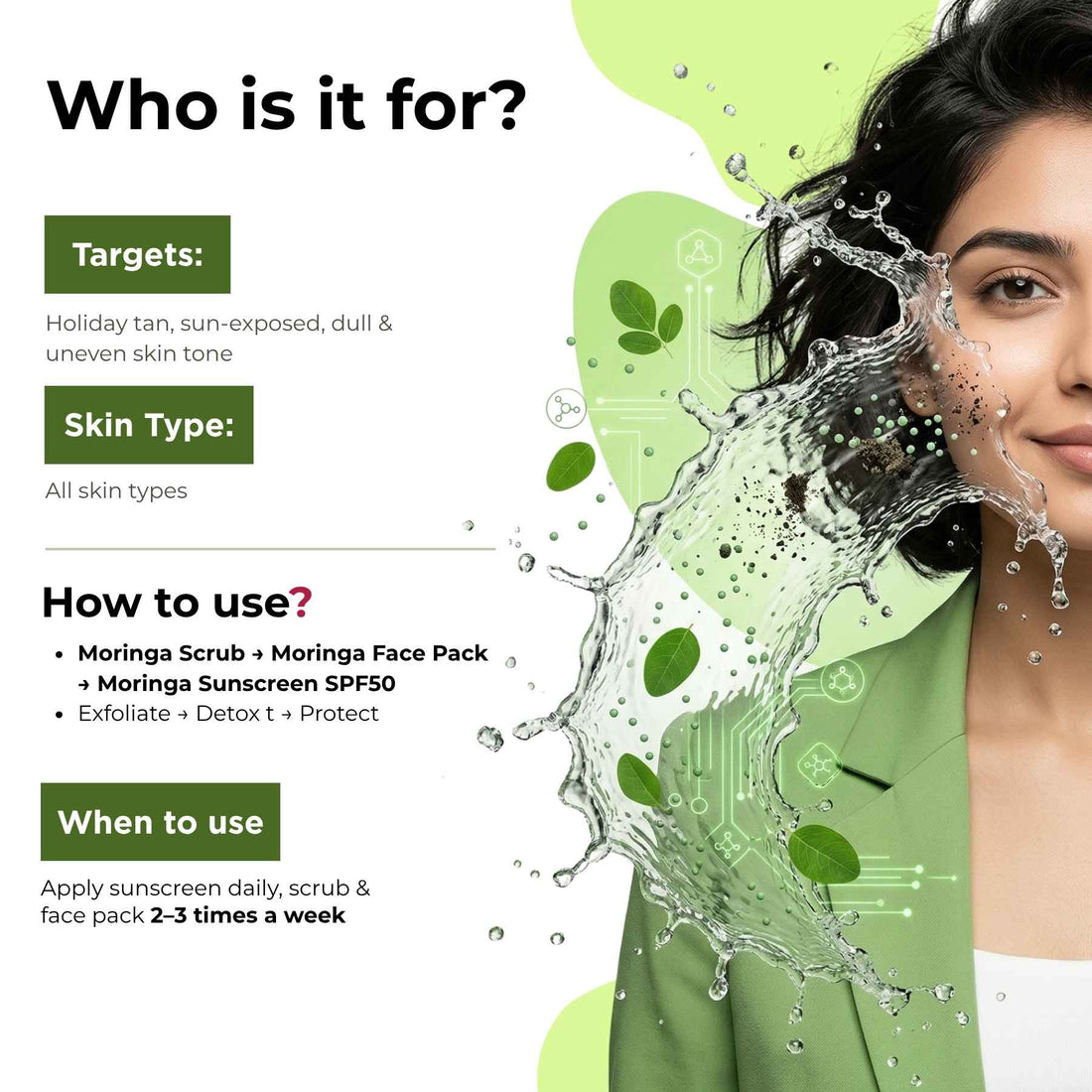 HolidayTan 3 Steps - Scrub+Face Pack+Sunscreen SPF50 - The Skin Story - 