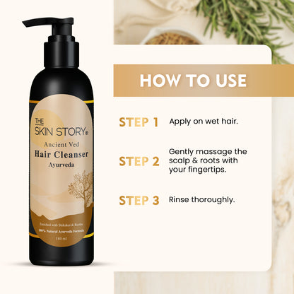 The Skin Story Ayurvedic Hair Shampoo | Amla, Brahmi &amp; Bhringraj | 100% All Natural, 180 ml