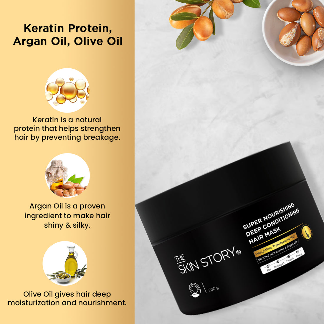 Hair Repair & Nourishing Mask Deep Conditioning & Strengthening Keratin & Argan Oil 200g