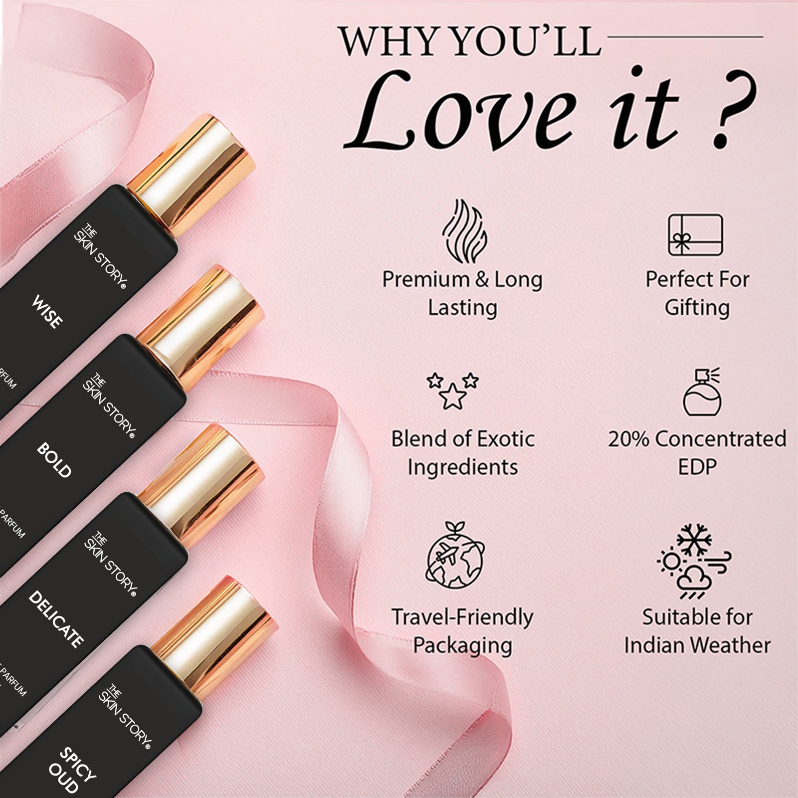 Luxury Perfume Gift for Women Set of 4 Fragrances Eau de Parfum - The Skin Story - Perfume