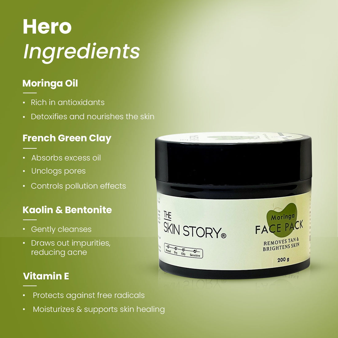 Moringa Face Pack, 200g - The Skin Story - 