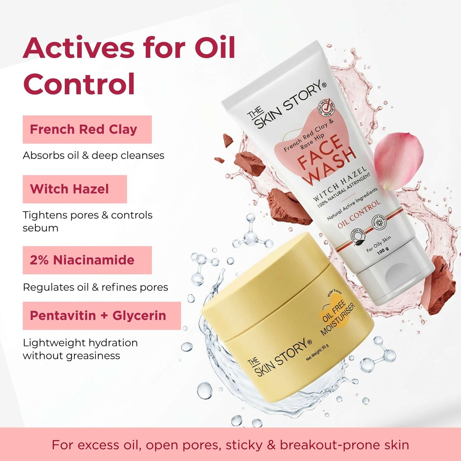 Oil Control 2 Steps - Facewash+Oil Free Moisturiser - The Skin Story - 