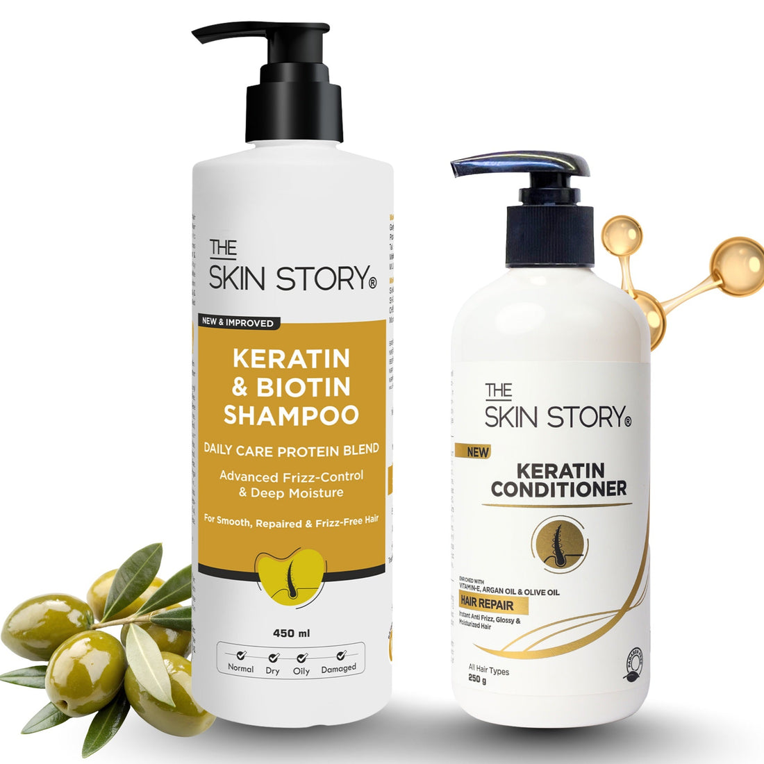 Oil Control Keratin and Biotin Shampoo &amp; Conditioner - The Skin Story - 