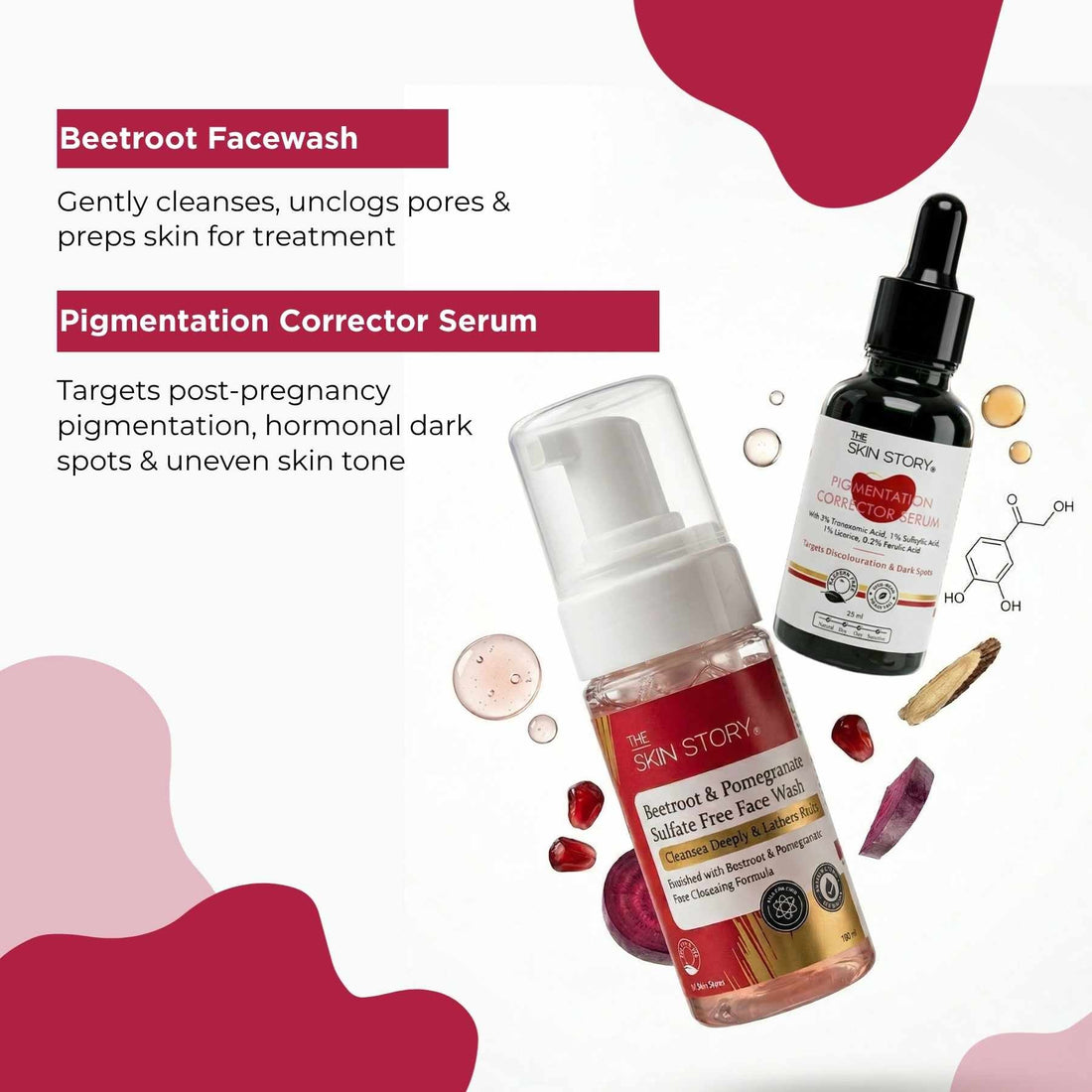 Post Pregnancy 2 Step - Facewash+10% Vitamin C Face Serum - The Skin Story - 