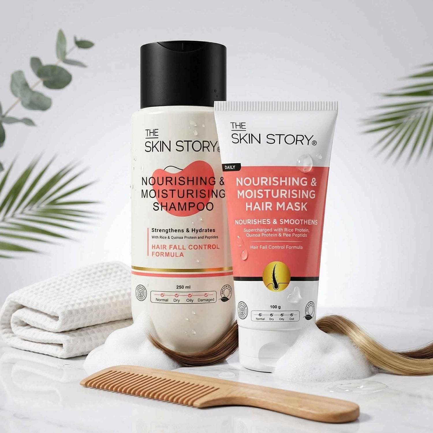 Postpartum Hairfall 2 steps - Nourishing &amp; Moisturising Shampoo+Mask - The Skin Story - 