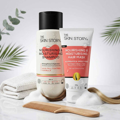 Postpartum Hairfall 2 steps - Nourishing &amp; Moisturising Shampoo+Mask - The Skin Story - 