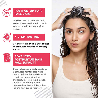 Postpartum Hairfall 4 steps - Nourishing &amp; Moisturising Shampoo+Mask+Hair Growth Serum+Hair Mask - The Skin Story - 