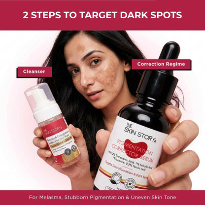Stuborn Dark Spots 2 Steps - Facewash+Serum - The Skin Story - 