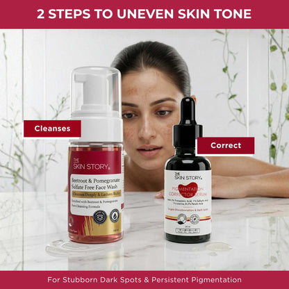 Stuborn Dark Spots 2 Steps - Facewash+Serum - The Skin Story - 