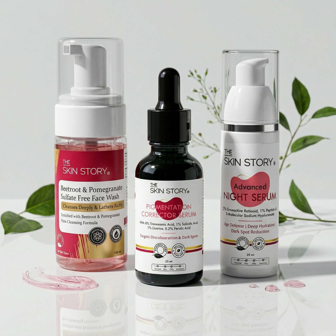 Stuborn Dark Spots 3 Steps - Facewash+Serums - The Skin Story - 