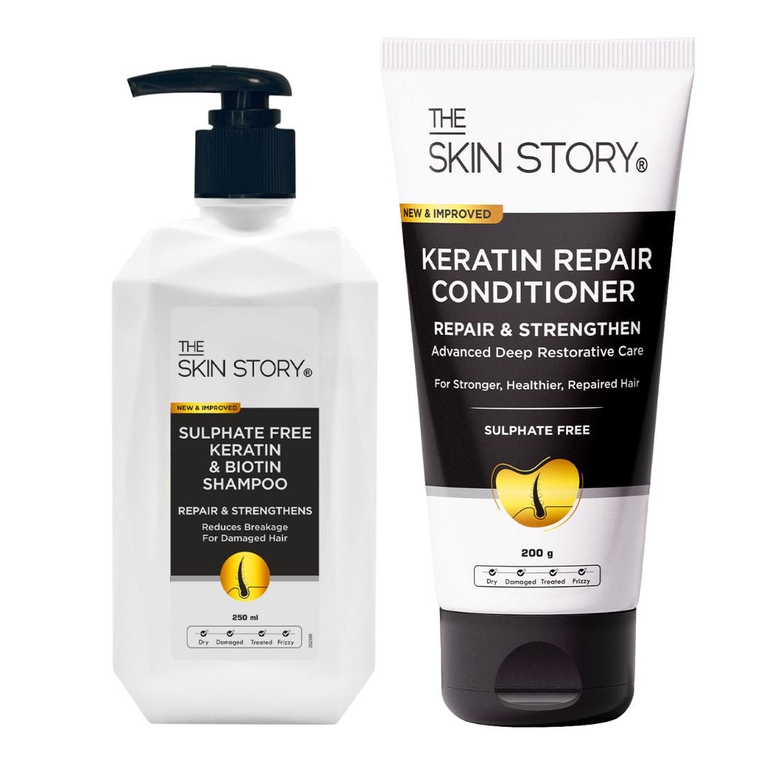 Sulfate Free Keratin &amp; Biotin Shampoo and Conditioner - The Skin Story - Hair Care Combo