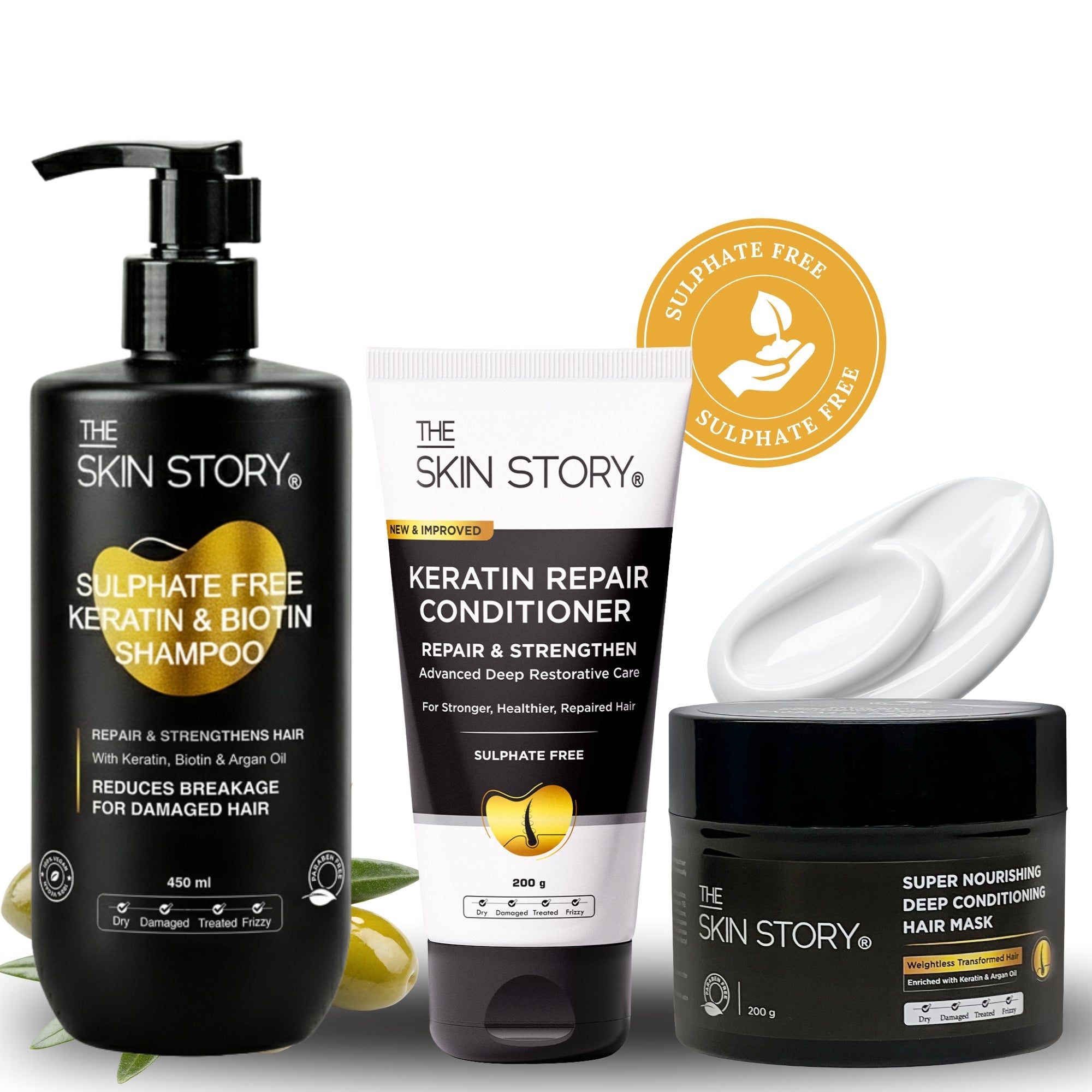 Sulphate Free Hair Repair Trio with Spa Hair Mask - The Skin Story - Hair Care Combo