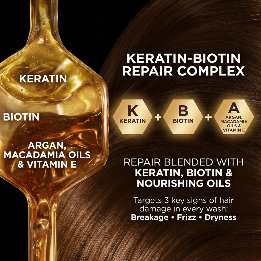 Sulphate - Free Keratin &amp; Biotin Shampoo – Repairs Damaged Hair - The Skin Story - Hair Care Combo