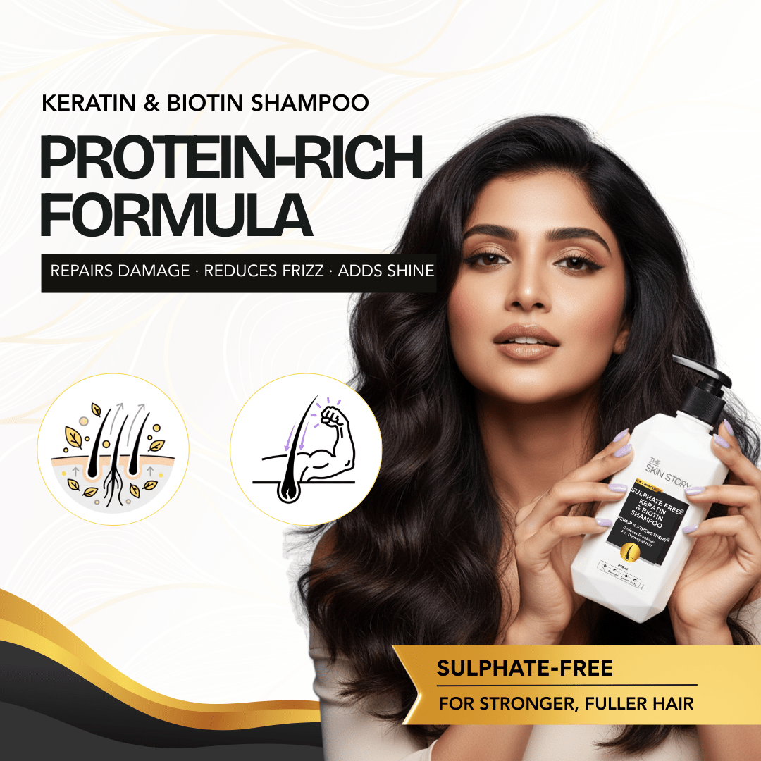 Sulphate - Free Keratin & Biotin Shampoo – Repairs Damaged Hair - The Skin Story - Hair Care Combo