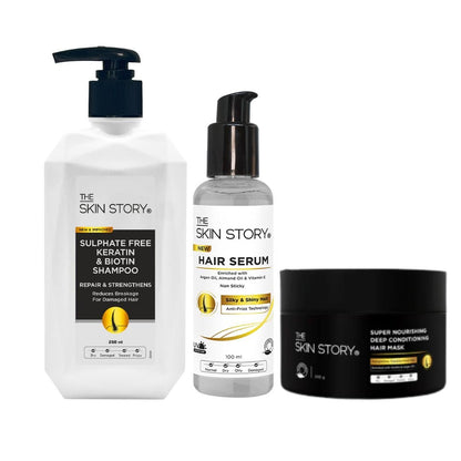 Sulphate Free Keratin Shampoo, Hair Serum &amp; Hair Mask - The Skin Story - 