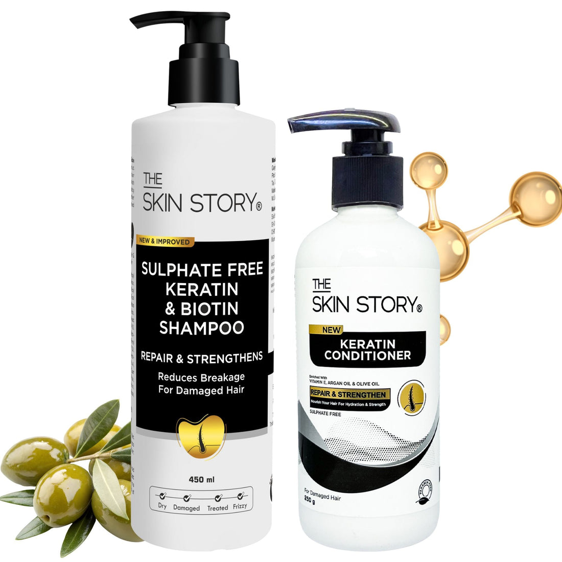 Sulphate Free Shampoo &amp; Conditioner For Dry &amp; Damaged Hair - The Skin Story - 