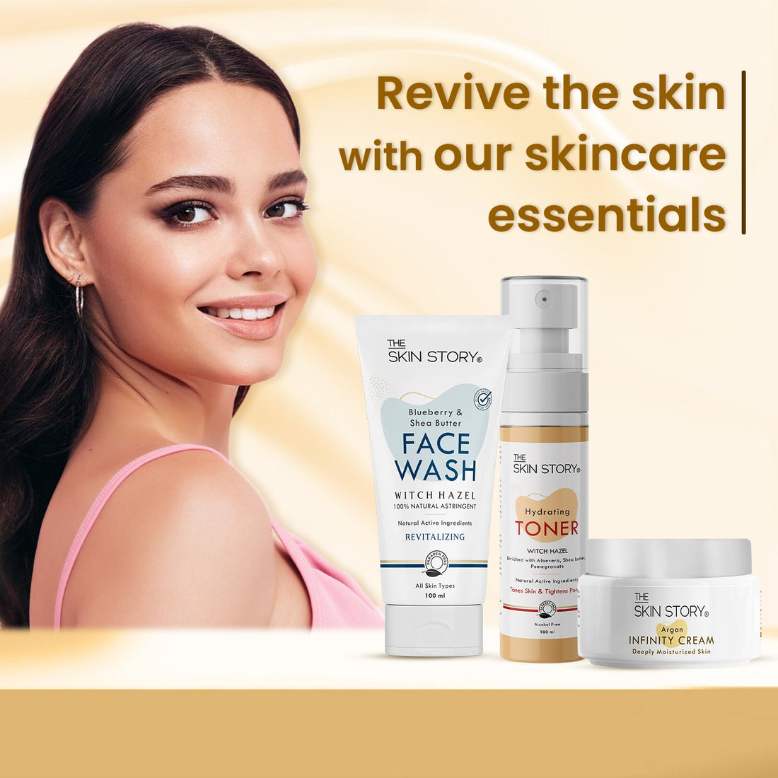The Skin Story Simple Skincare Trio (CTM) (The Skin Story Blueberry Facewash, 100g The Skin Story Witch Hazel Toner, 100ml The Skin Story Argan Infinity Cream, 50g) - The Skin Story - Skincare Combo