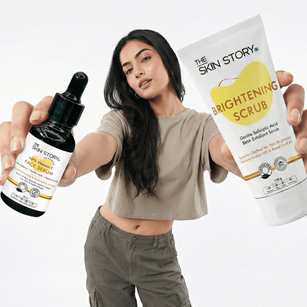 Ultimate Brightening | Salicylic Acid Scrub &amp; Vitamin C Serum - The Skin Story - Face Care
