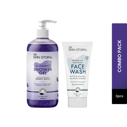 Glowing Skin Kit ( Blueberry Facewash + Blueberry Bodywash) | Soft &amp; Glowing Skin | Blueberry &amp; Shea Butter