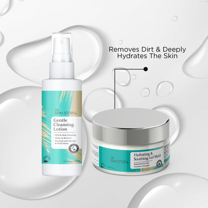 Intensive Hydration Kit (Gentle Cleanser + Night Gel Mask ) Hydration &amp; Repair Kit | Moringa &amp; Witch Hazel